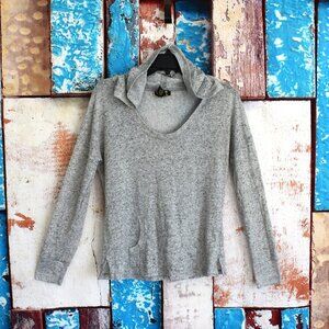 Women's Derek Heart Junior's Hoodie Lightweight Long Sleeve Cropped LARGE Gray